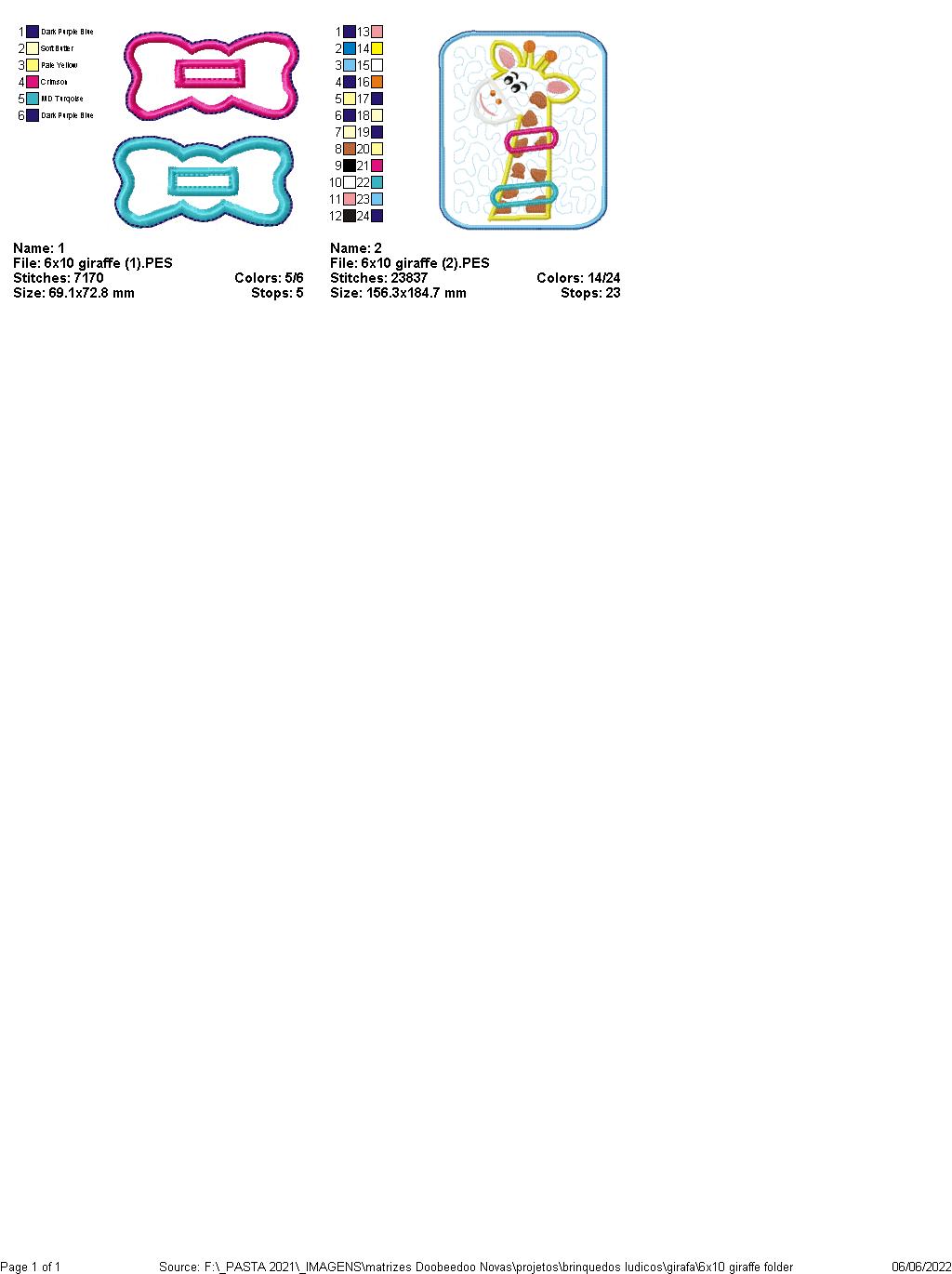 Felt Sensory Games Giraffe - ITH Project - Machine Embroidery Design