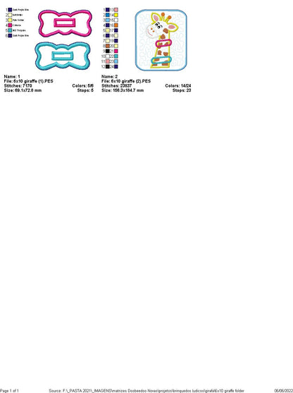 Felt Sensory Games Giraffe - ITH Project - Machine Embroidery Design