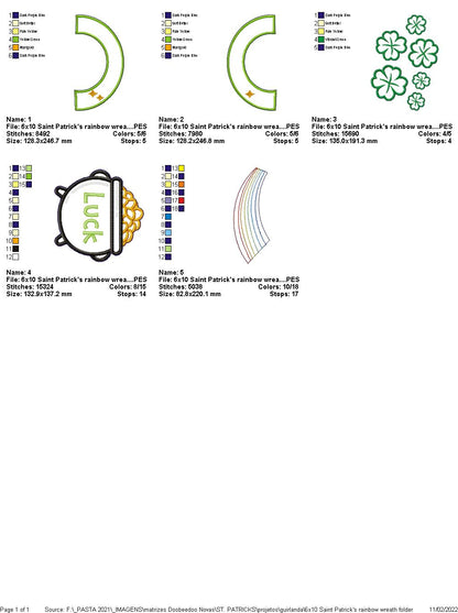 Saint Patrick's Rainbow Wreath - ITH Project - Machine Embroidery Design