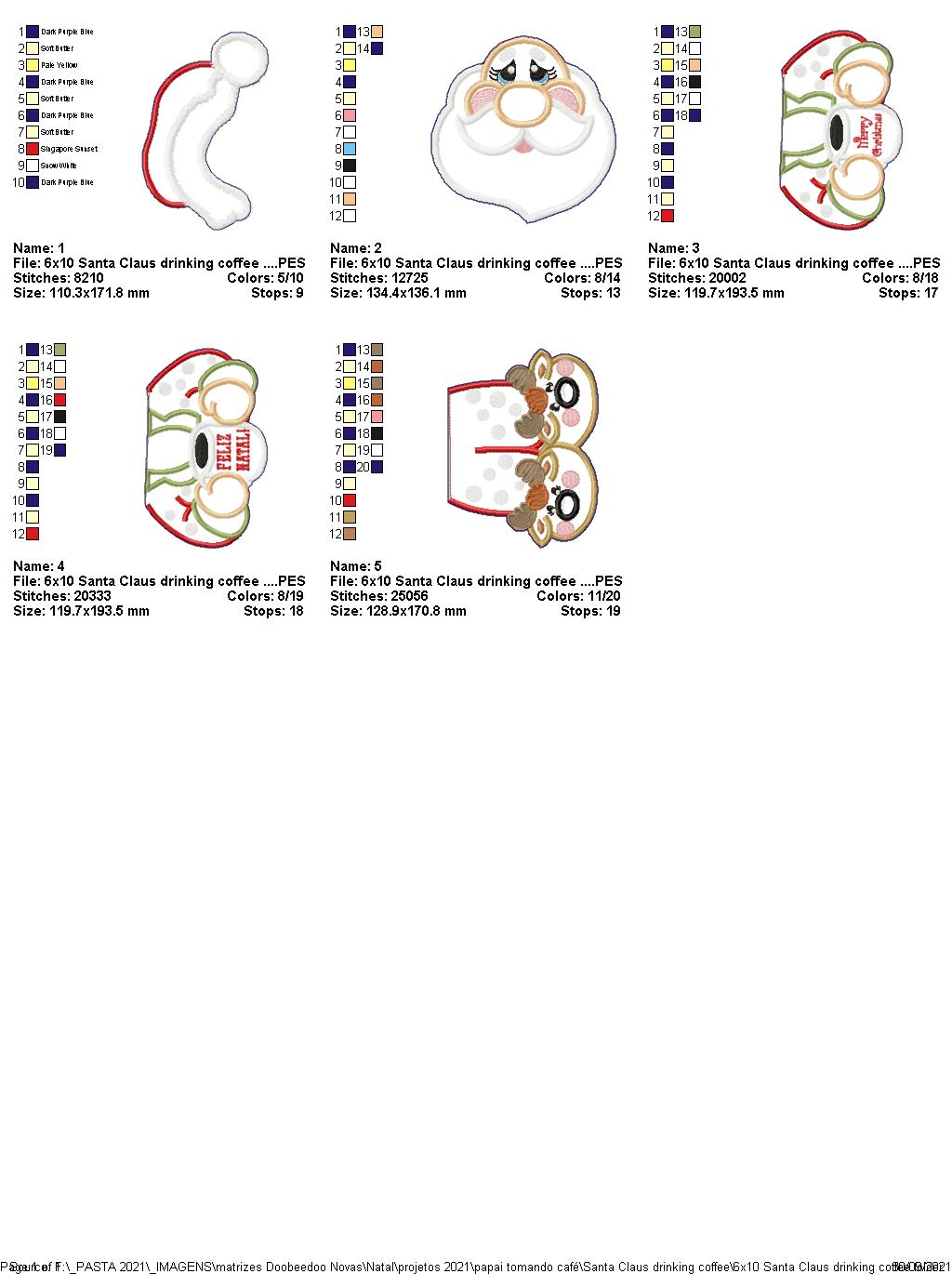 Santa and Mrs. Claus Having a Coffee Ornament - ITH Project - Machine Embroidery Design