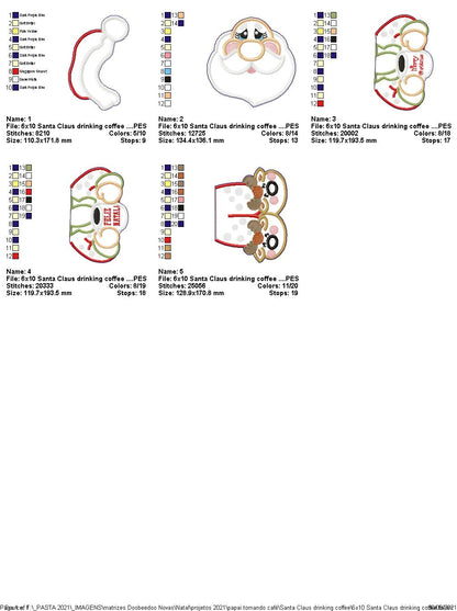 Santa and Mrs. Claus Having a Coffee Ornament - ITH Project - Machine Embroidery Design