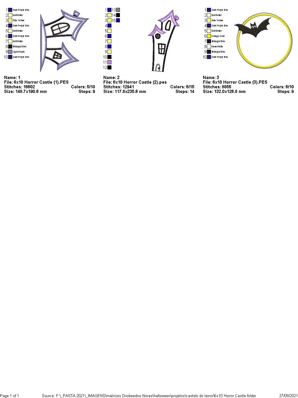 Halloween Horror Castle Door Ornament - ITH Project - Machine Embroidery Design