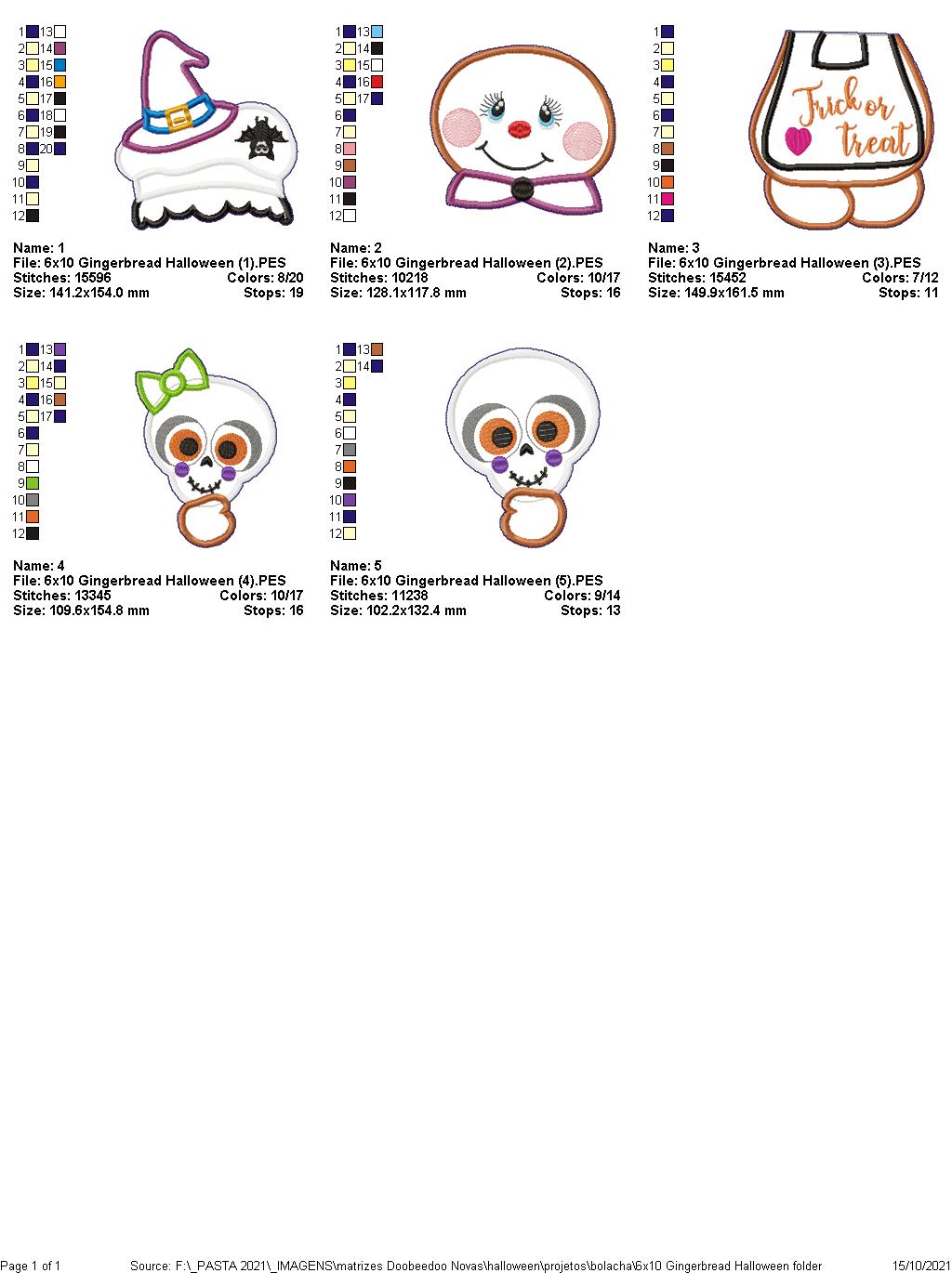 Halloween Gingerbread Ornament - ITH Project - Machine Embroidery Design