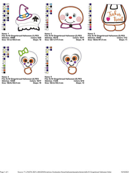 Halloween Gingerbread Ornament - ITH Project - Machine Embroidery Design