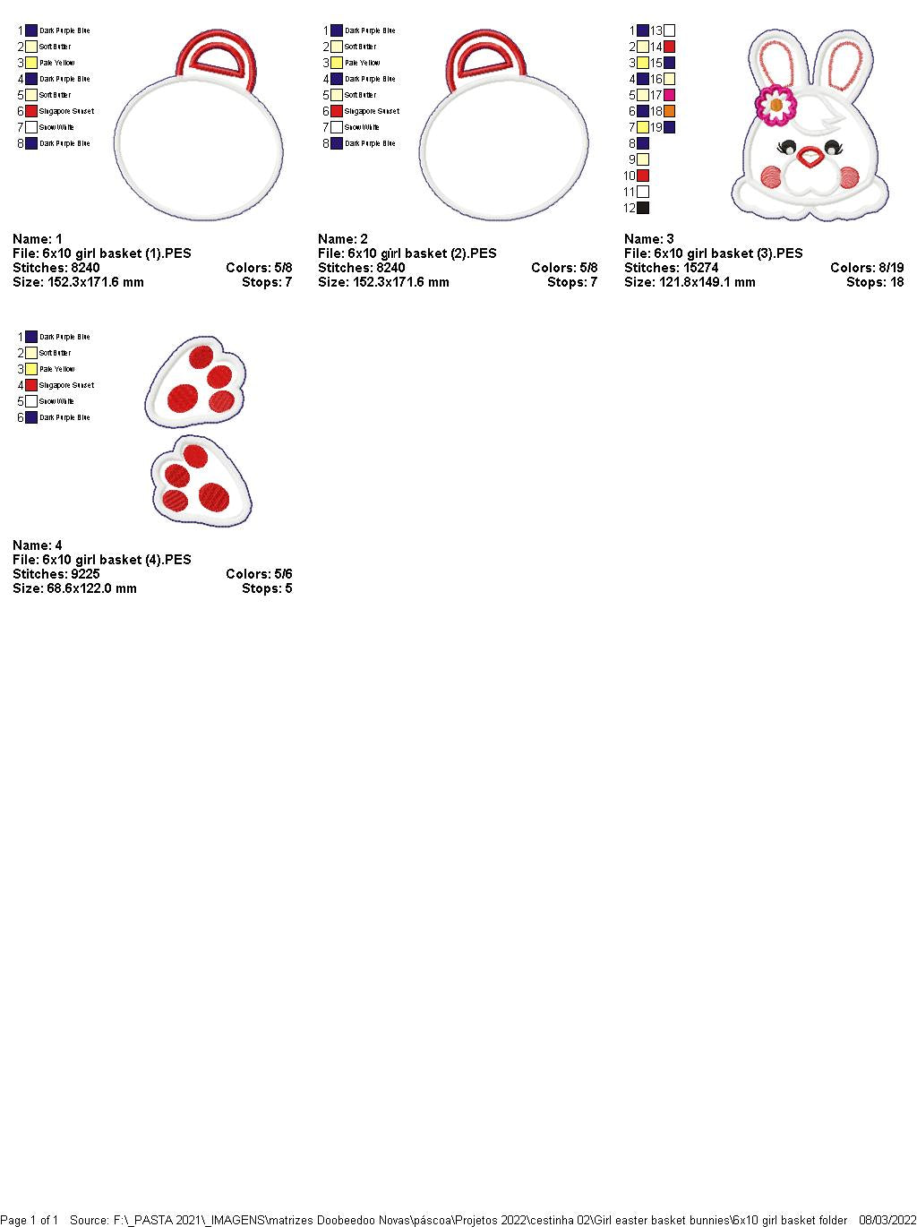 Easter Bunny Boy and Girl Basket - ITH Project - Machine Embroidery Design