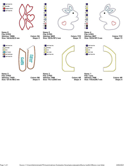 Happy Easter Bunnies in Love Door Ornament - ITH Project - Machine Embroidery Design