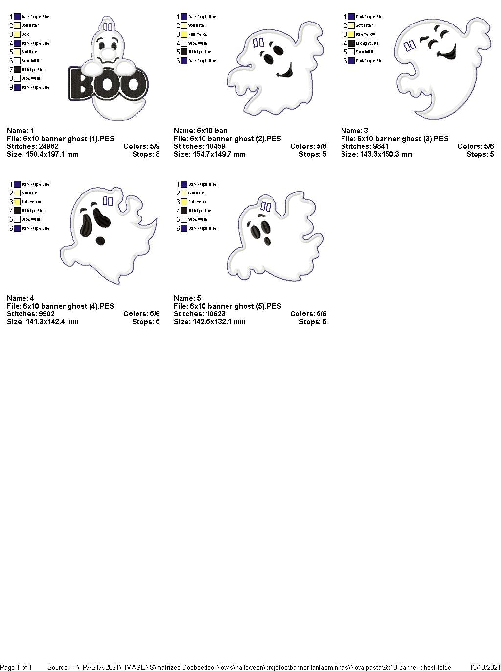 Halloween Ghosts Banner - ITH Project - Machine Embroidery Design