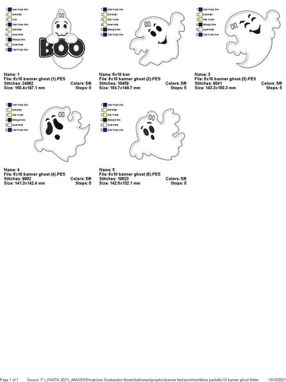 Halloween Ghosts Banner - ITH Project - Machine Embroidery Design