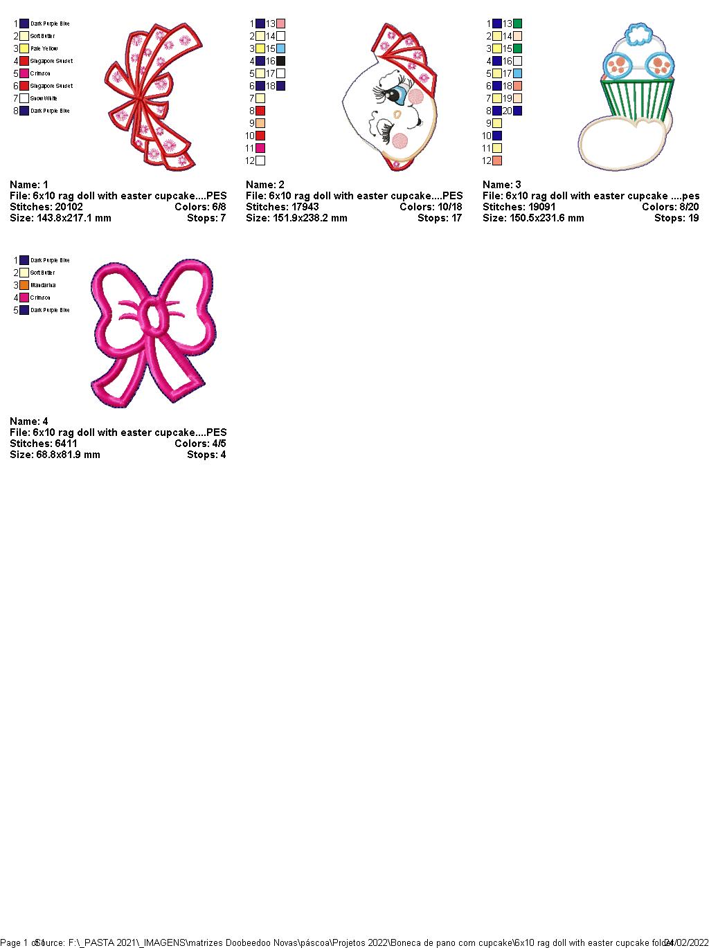 Rag Doll With Easter Cupcake Ornament - ITH Project - Machine Embroidery Design