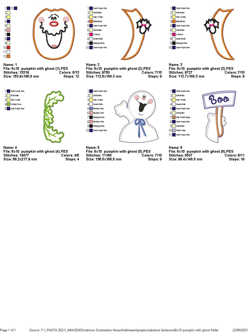 Halloween Pumpkin and Ghost Ornament - ITH Project - Machine Embroidery Design