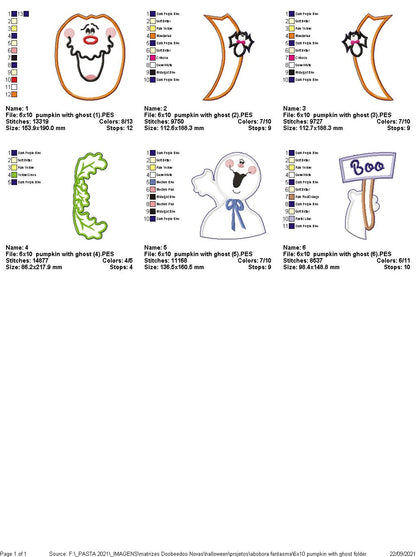 Halloween Pumpkin and Ghost Ornament - ITH Project - Machine Embroidery Design