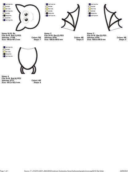 Halloween Bat Boy Ornament - ITH Project - Machine Embroidery Design