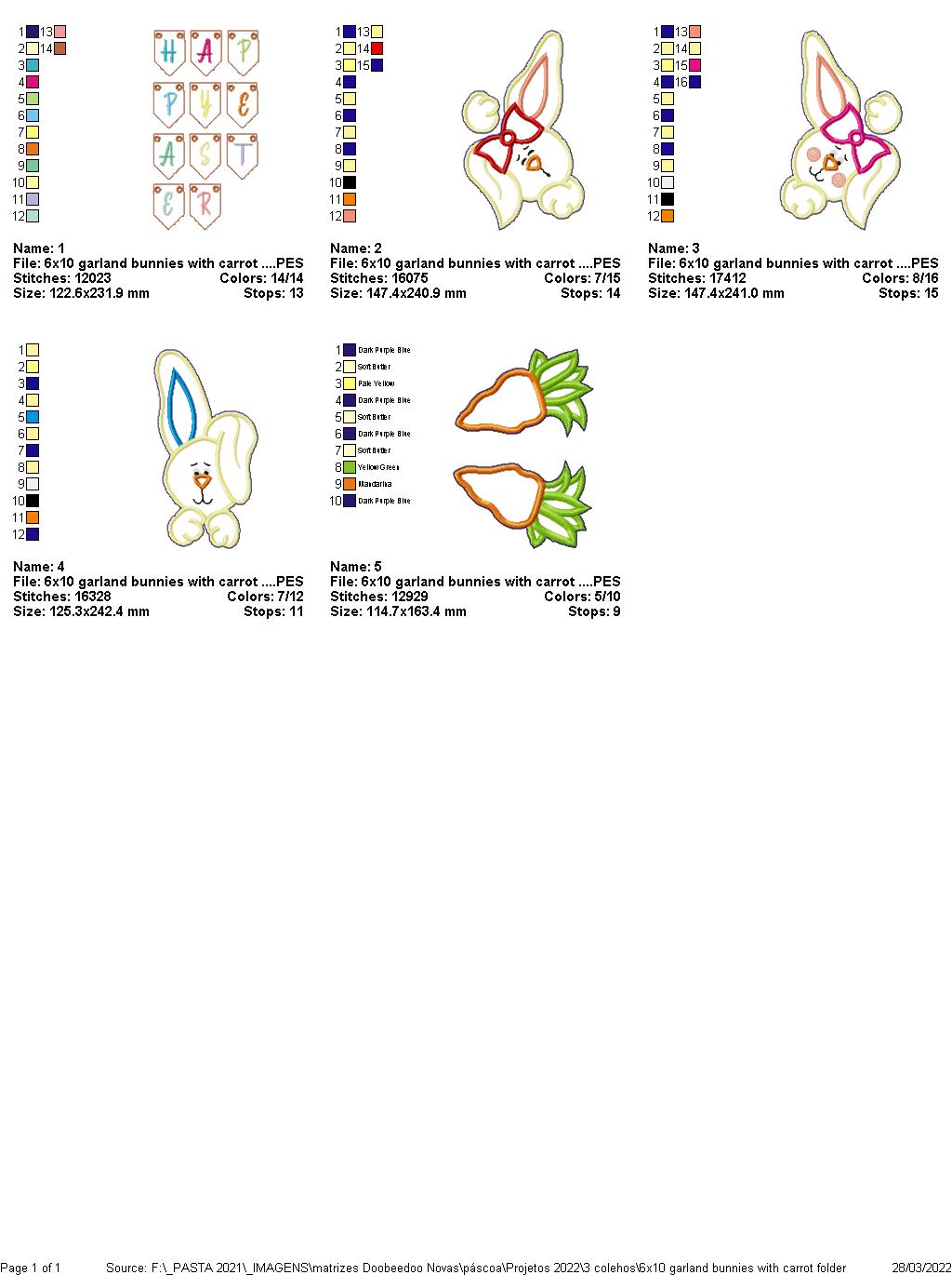 Easter Bunnies with Carrot Wreath - ITH Project - Machine Embroidery Design