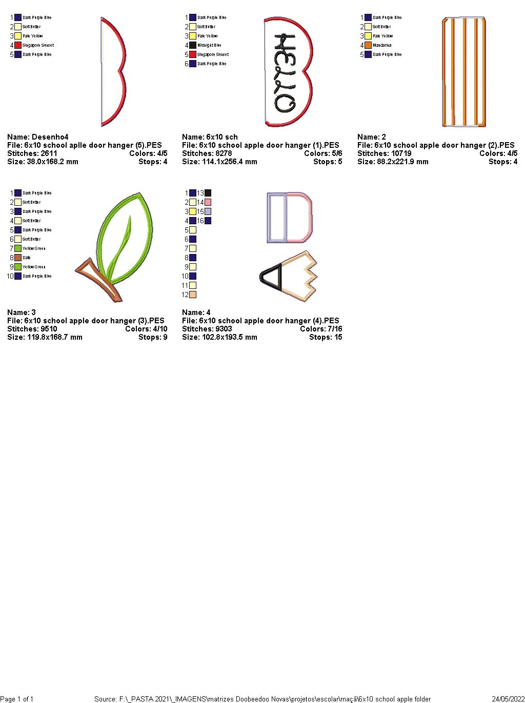 Apple Door Decoration for School - ITH Project - Machine Embroidery Design