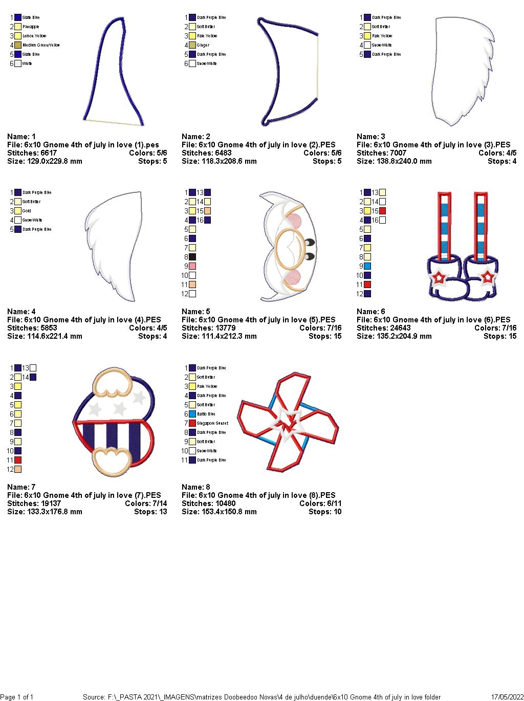 Gnome 4th of July in Love - ITH Project - Machine Embroidery Design