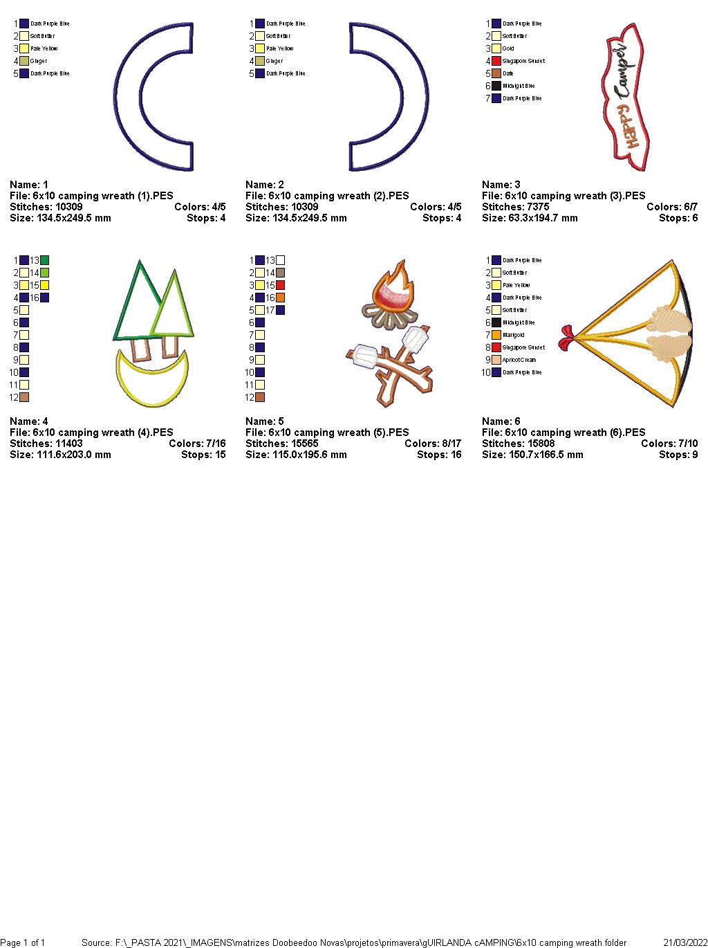 Camping Wreath Door Ornament - ITH Project - Machine Embroidery Design