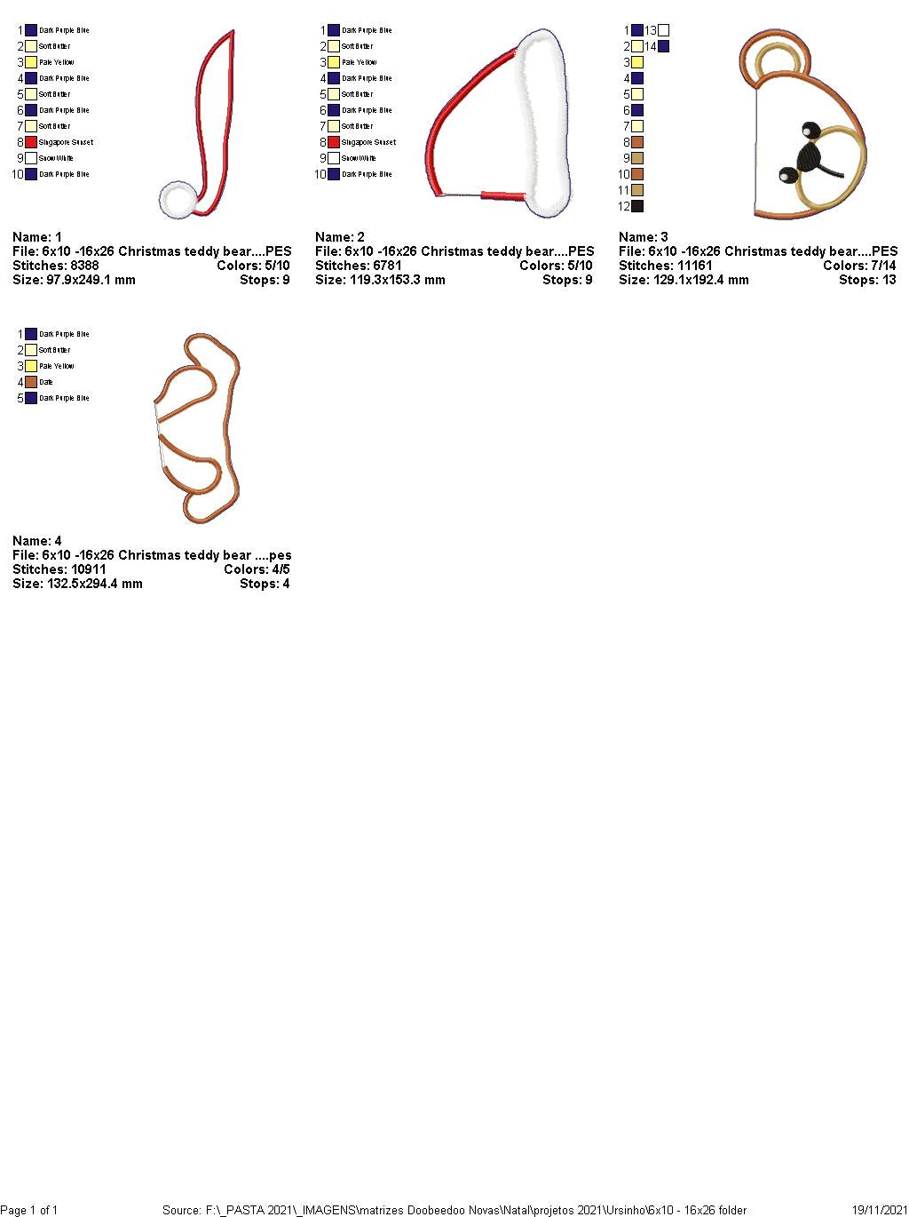 Christmas Bear Ornament - ITH Project - Machine Embroidery Design