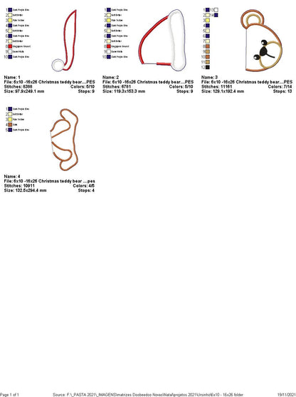 Christmas Bear Ornament - ITH Project - Machine Embroidery Design