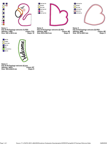 Flamingo Welcome Ornament - ITH Project - Machine Embroidery Design