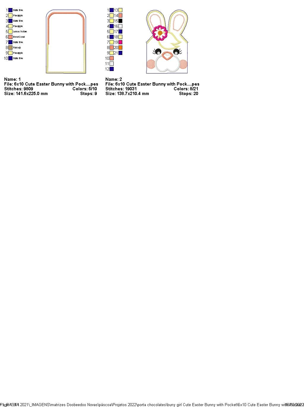 Easter Bunny Boy and Girl Cute with Pocket - ITH Project - Machine Embroidery Design