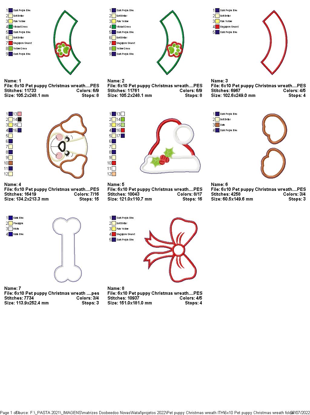 Pet Puppy Christmas Wreath - ITH Project - Machine Embroidery Design