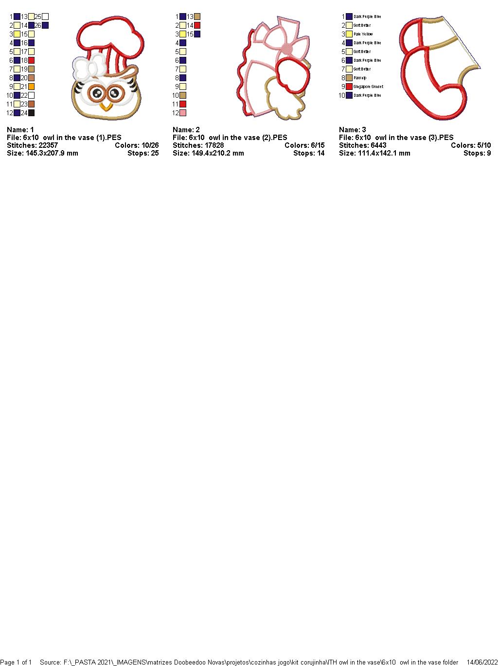 Owl Vase Ornament - ITH Project - Machine Embroidery Design