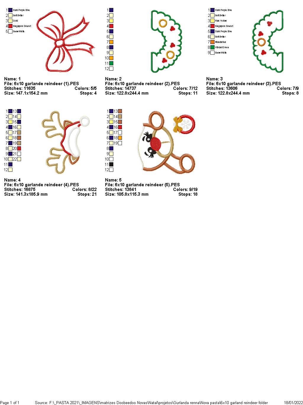 Reindeer Wreath Christmas - ITH Project - Machine Embroidery Design