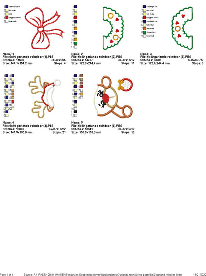 Reindeer Wreath Christmas - ITH Project - Machine Embroidery Design