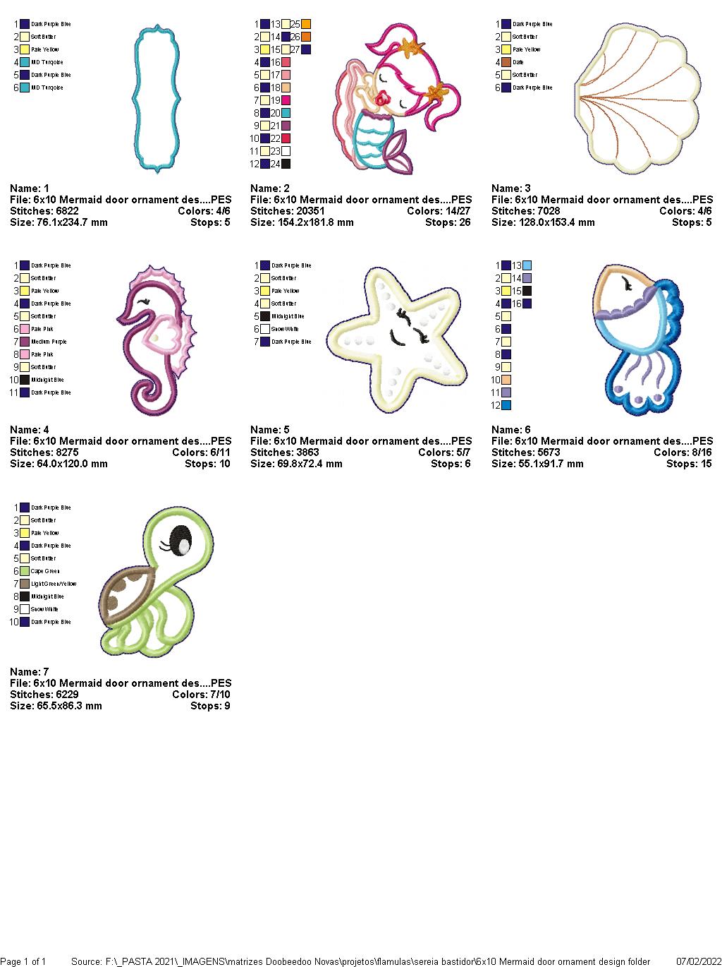 Mermaid Door Ornament - ITH Project - Machine Embroidery Design