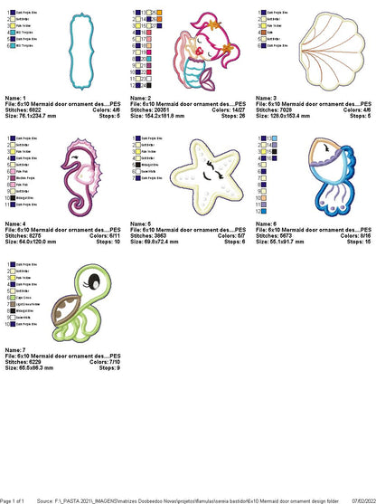 Mermaid Door Ornament - ITH Project - Machine Embroidery Design