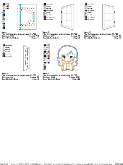 Grandma at the Window for Vase - ITH Project - Machine Embroidery Design