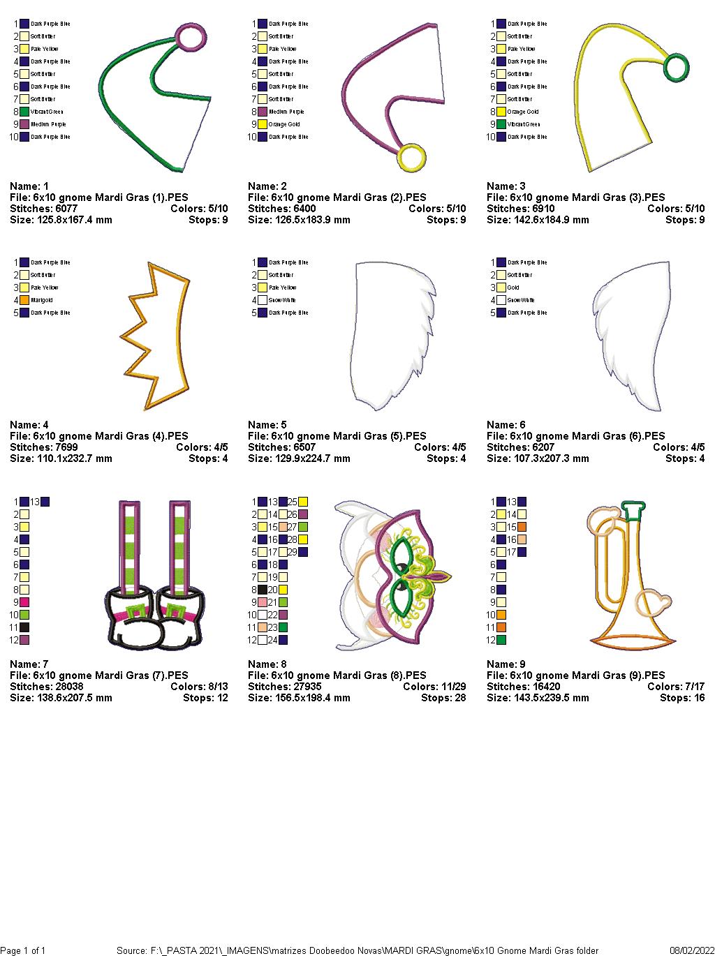Mardi Gras Gnome - ITH Project - Machine Embroidery Design