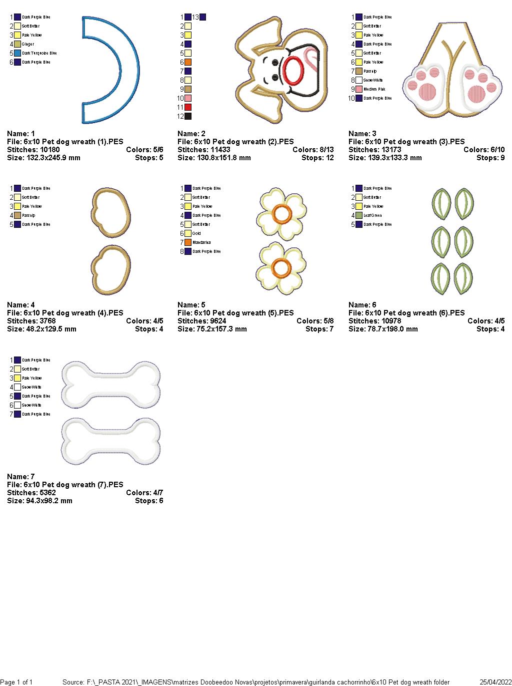Pet Puppy Wreath - ITH Project - Machine Embroidery Design