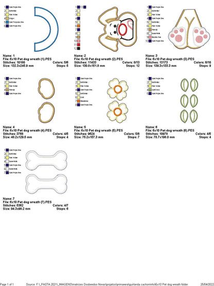 Pet Puppy Wreath - ITH Project - Machine Embroidery Design