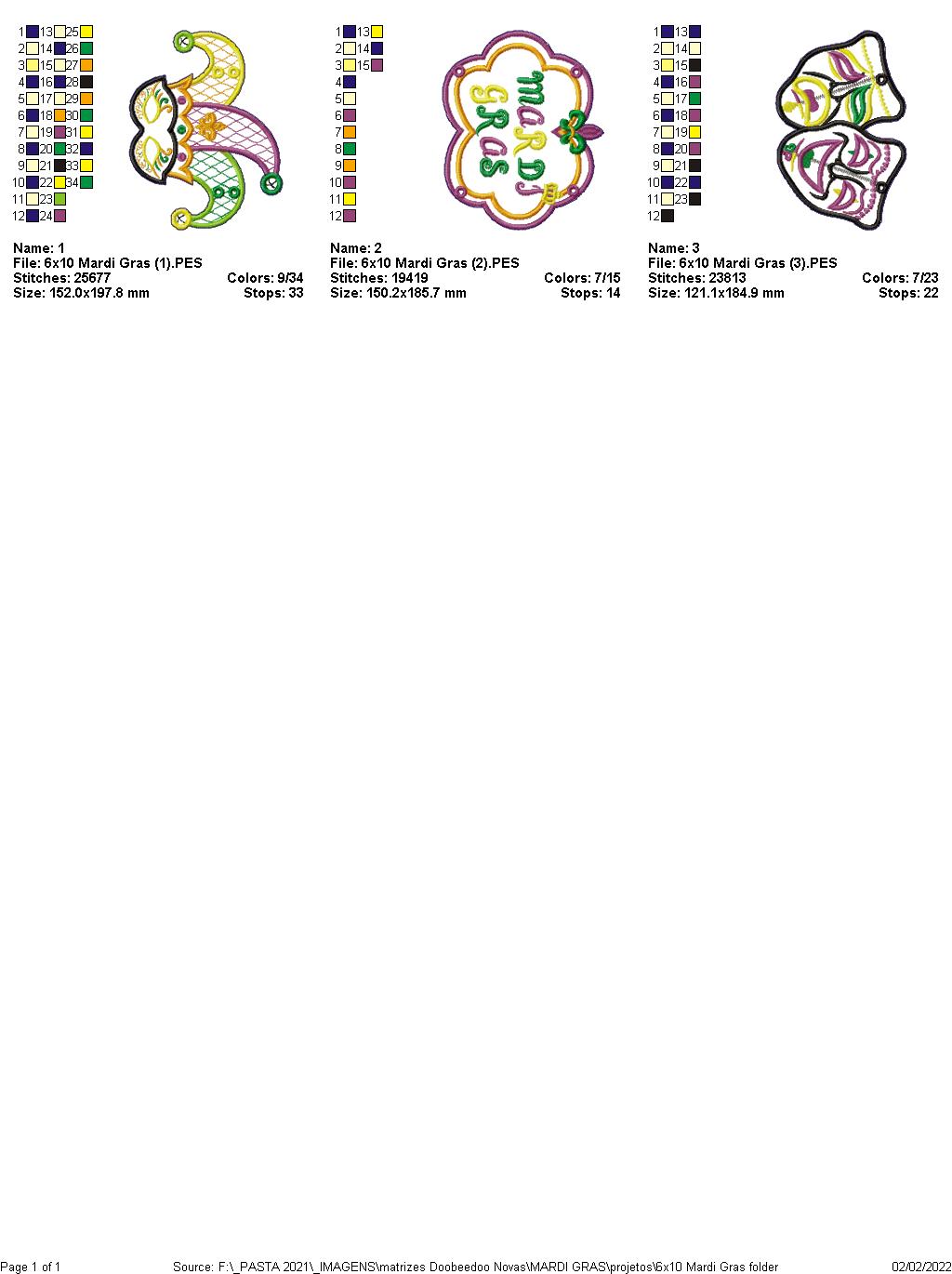 Mardi Gras Door Ornament - ITH Project - Machine Embroidery Design