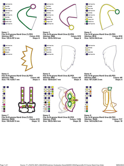St. Patricks and Mardi Grass Gnomes - ITH Project - Machine Embroidery Design