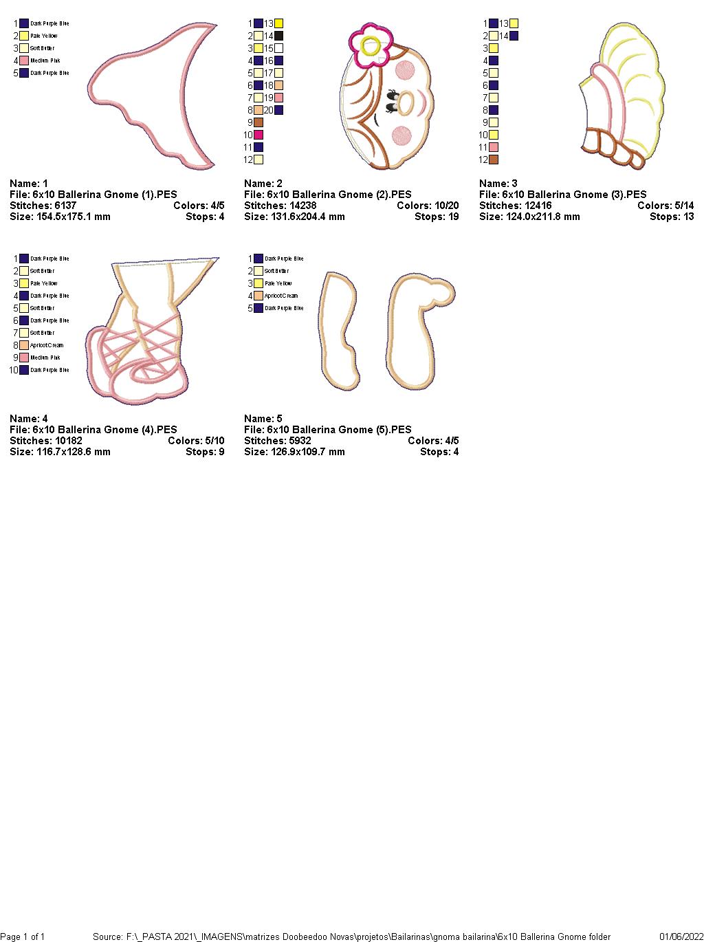 Ballerina Gnome - ITH Project - Machine Embroidery Design