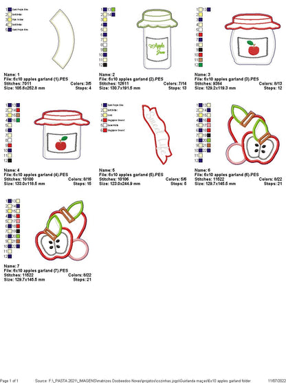 Apples Wreath - ITH Project - Machine Embroidery Design