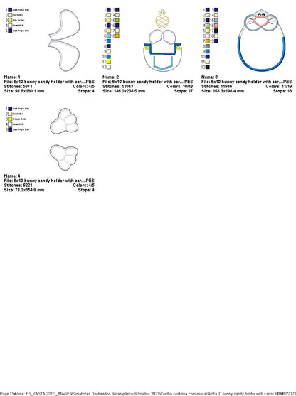 Bunny Candy Holder with Carrot - ITH Project - Machine Embroidery Design