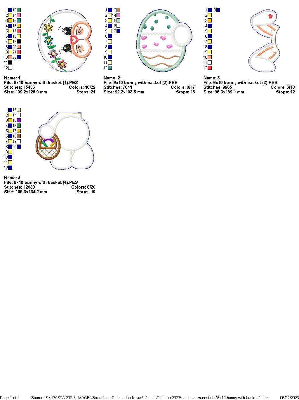 Bunny with Basket - ITH Project - Machine Embroidery Design