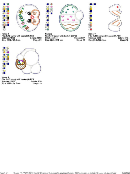 Bunny with Basket - ITH Project - Machine Embroidery Design