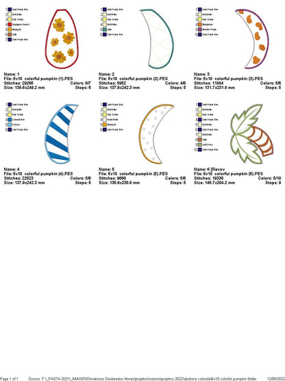 Colorful Pumpkin Autumn Door Ornament - ITH Project - Machine Embroidery Design