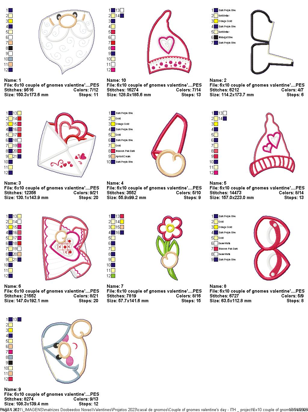 Gnomes Couple Valentine's Day - ITH Project - Machine Embroidery Design