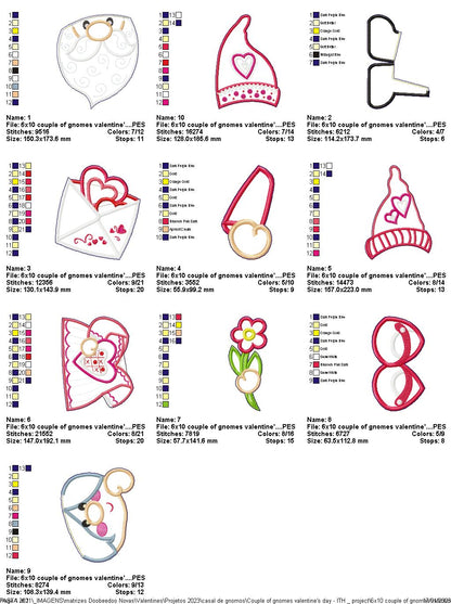 Gnomes Couple Valentine's Day - ITH Project - Machine Embroidery Design