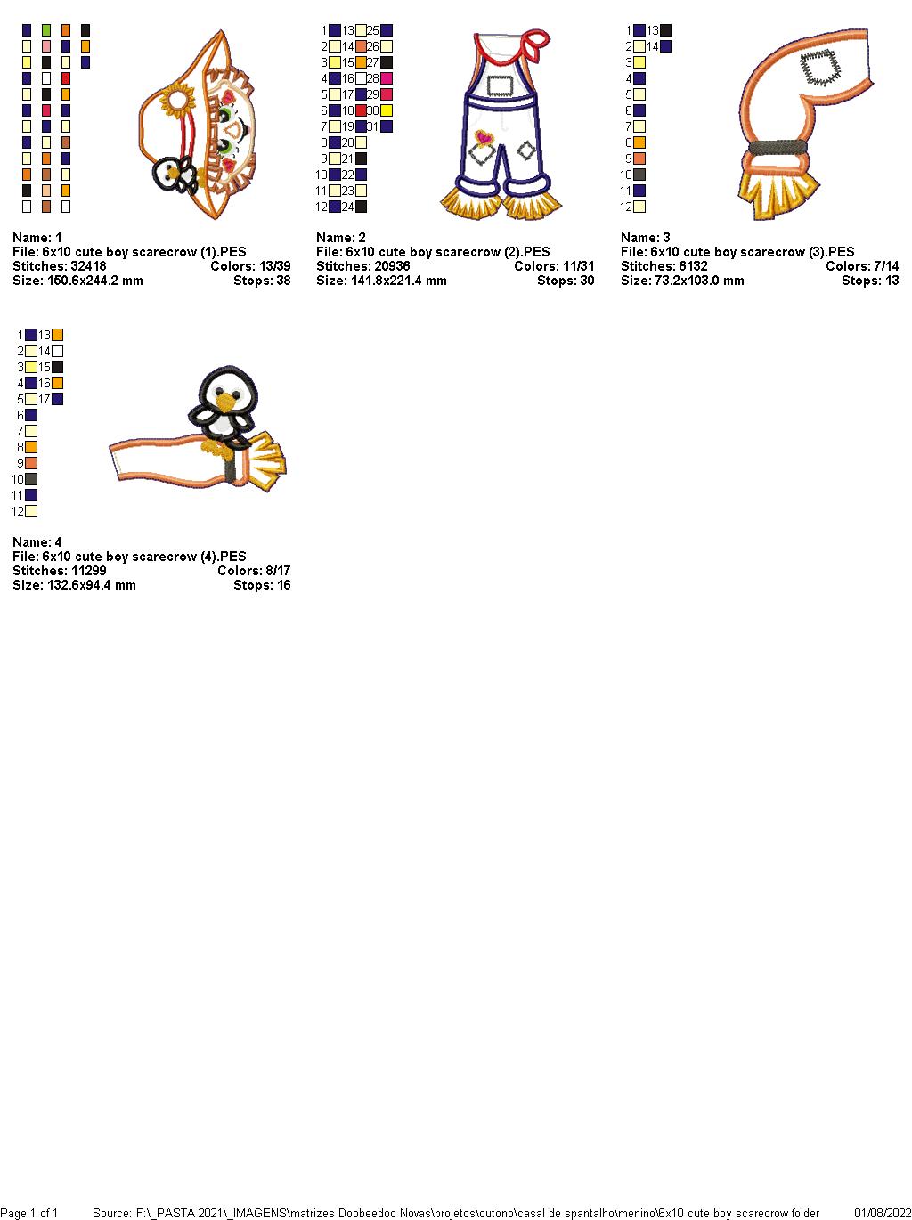 Cute Boy Scarecrow Vase Ornament - ITH Project - Machine Embroidery Design