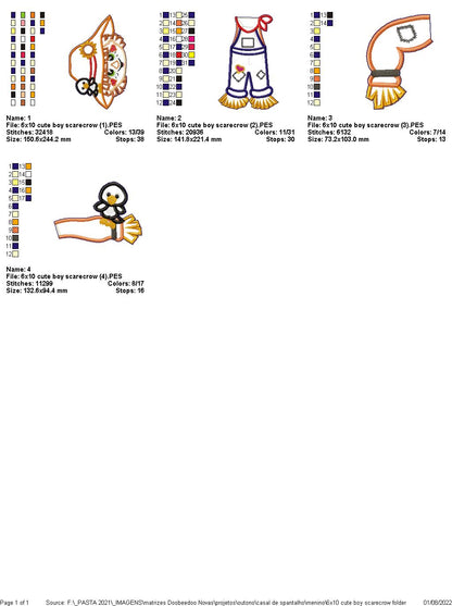 Cute Boy Scarecrow Vase Ornament - ITH Project - Machine Embroidery Design