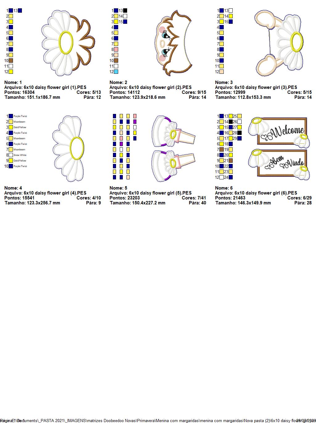Daisy Flower Girl Spring Ornament - ITH Project - Machine Embroidery Design