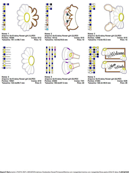 Daisy Flower Girl Spring Ornament - ITH Project - Machine Embroidery Design