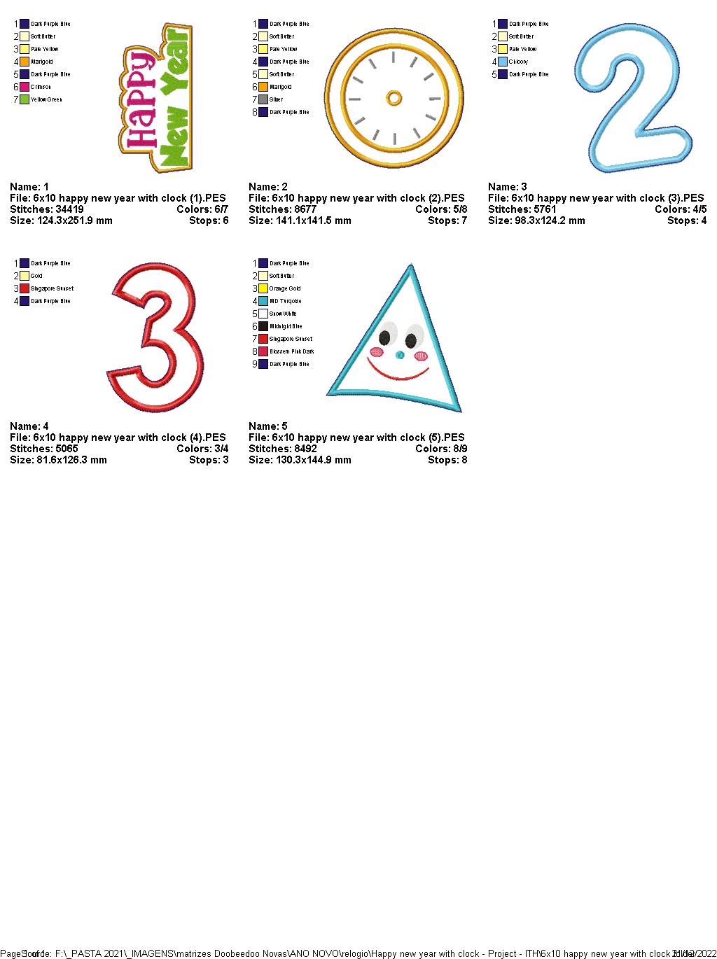 Happy New Year 2025 with Clock - ITH Project - Machine Embroidery Design