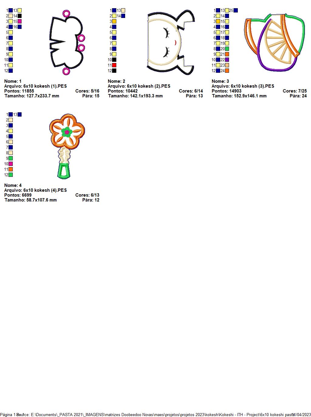 Japanese Kokeshi Doll Ornament - ITH Project - Machine Embroidery Design